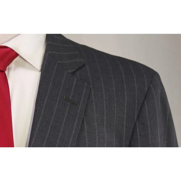 Brooks Brothers Madison BrooksCool Full Canvas Gray Striped 2-Btn Wool Suit 43R - Picture 4 of 16